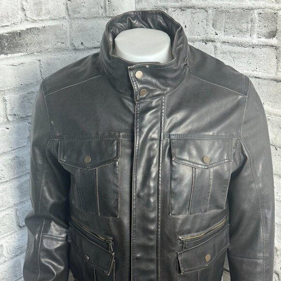 Tommy Hilfiger Faux Leather Quilt Lined Jacket - Picture 2 of 13